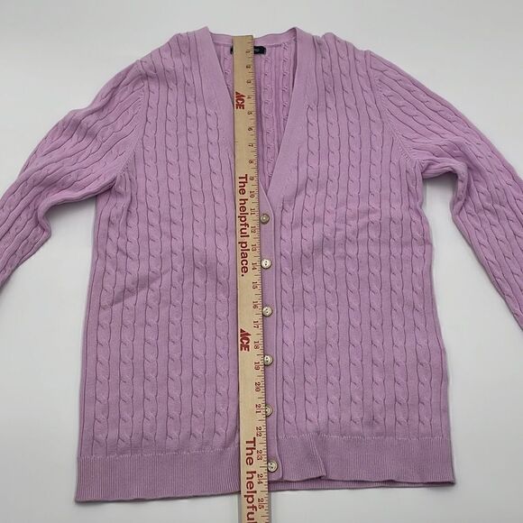 Pink cable knit lands end 100% baumwolle cardigan sweater - Picture 9 of 12